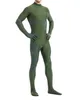 Dark Green Lycra Spandex Men's Catsuit Costume Back dragkedja Sexiga män Body Suit Costumes unisex outfit no head Halloween Party 281o