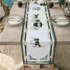 DUNXDECO Tassel Table Runner Party Long Cover Fabric Modern Luxury Royal Horse Carriage Print Desk Decorating Textile 210709