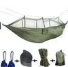 Outdoor Camping Double Pinachute Cloth Hammock z komarami cyfrowy kamuflaż armia zielona multicolor WK522