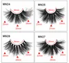 Makeup False Eyelashes 25-27mm 8D Mink Hair Eyelashes 9 Styles Fuzzy Curl Soft Extension Real Mink Päls med Laser Silver Box