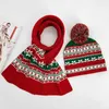 Cangze novo chapéu de Natal de malha lenço terno esfera de lã bonito pai-criança conjunto