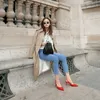 Sale Shoes Woman Thin High Heels Point Toe Slingbacks Solid Flock Office Ladies Work Sexy Dress Sandals Wedding 210901