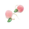 2021 Summer Korean Acrylic Trendy Pink Peach Dangle Earrings For Women Girls Cute Sweet Jewelry Gift Fashion Fruit