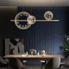 Lustre LED moderne Lustre créatif salle à manger cristal longue suspension lampe Restaurant café bar anneaux ronds lampes suspendues