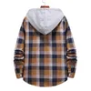 Classic plaid hoodie tröja män mode patchwork långärmad checkade hooded tröjor mens hipster streetwear shirt chemise 210522