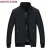 Mantlconx Spring Casual Brand Mens Jackor och Coats Stand Collar Zipper Man Ytterkläder Män Jacka Black Herrkläder 210819