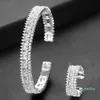 Örhängen Halsband Godki Spring Smycken Satser för Kvinnor Bröllop Zircon Crystal CZ Qatar Bridal Bangle Ring Aretes de Mujer Modernos