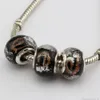 100 Pcs Black Gold Silver Foil Alphabet "e" lampwork Glass Big Spacers Hole Beads Fit Beaded Bracelet