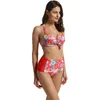 Women's Swimwear Megartico Brazilian Bikini Red Floral Print Push Up Bandeau 2021 Mujer Halter High Waist Womens Bathing Suits Beachwear