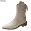 Boots Sexy Pointed Toe Cowboy Western Riding Women Back Zipper Square Heel De Mujer Winter Rubber Solid