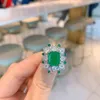 2021 Przyjazd 925 Sterling Silver 8 * 10mm Rubin Emerald Wisiorek Naszyjnik Ring Charms Wedding Party Biżuteria Zestawy prezent dla kobiet