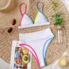 High Waist Bikini Women V-Neck Swimwear Push Up Swimsuit Female Patchwork Bathing Suits Summer Beach Wear Swimming Suit 210712