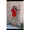 Artı Boyutu Kadın Leopar Eşofman Yaz Giyim Kıyafetleri Tayt İki Parçalı Setleri Kısa Kollu T Gömlek + Bodycon Pantolon Spor Koşu Takım 4812