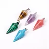 Pendulum Line Cone Stone Pendants Healing Chakra Pärlor Crystal Quartz Charms för DIY -halsbandsmycken som gör blandad Color171V