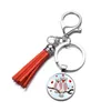 Mode Tillbehör Owl Tassel Charm Keychain Round Alloy Gift för Lärare Gåvor Bag Key Ring Män Smycken