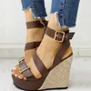 Mixed Colors Super High Wedges With Platform Buckle Strap Classic Casual 2021 Woman Shoes Fashion Sandals Big Size 34-43