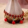 S2324 Bohemian Fashion Jewelry Turchese Colorato Colorato Pendente in rilievo Anklet Handmade Wax Filo di cera perline perline perline Anklets