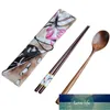 Flatware Sets 1 Pairs Chopstick Spoons Handmade Japanese Natural Wood Chopsticks Spoon With Gift Pocket Bamboo Set #25 Factory price expert design Quality Latest