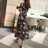 Mode femmes robe printemps imprimé jupe portefeuille bord de mer vacances floral long 210520