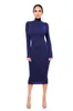 Sexy Women Long Sleeve Turtleneck Bodycon Dress Autumn Winter New Solid Casual Slim Package Hip Thick Fashion Party Vestidos Y1006