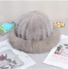 Buiten Winter Warm Zachte Gebreide Real Echt Vossenbont Mutsen Dames Mink Caps Mutsen Party Hat