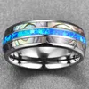 Cluster Rings Wedding Ring 8MM Wide Round Surface Men Two Strip Of Shell Figure Blue Opal Tungsten Jewelry Commerci all'ingrosso Edwi22
