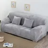 Plush Grey Sofa Covers for Living Room Stretch Elastic Thick Slipcover Pets Chair Cover Towel Furniture Protector 1PC 220302