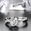Gratis verstuurd certificaat zilver 925 ring luxe ronde lab diamant verlovingsringen voor vrouwen trouwband zilver 925 sieraden geschenk x0715