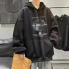 Sweats à capuche pour hommes Oversize Noir Polaire Sweat à capuche Femmes Streetwear Imprimer Hoddies Harajuku Gris Sweetshirt Sudadera Negra 220315