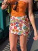 Odessa Mini Drukuj Kwiatowe Spódnice CottaGecore Kobiety 2022 Summer Spring Sexy Split Multi Short Kawaii Wysokie Trzymane Ołówek Spódnice G220309