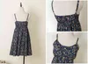 2022 Bahar Yaz Pamuk Kayış Mini Elbise Vintage Rahat Sundress Kadın Plaj Elbise Çiçek Bir Çizgi Sevimli Kadın Elbise Y1204