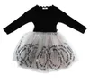 Letters Print Star Meisjes Prinses Jurken Herfst Volledige Mouw Glitter Tulle Jurk voor Baby Kleding 2-8T E8885 210610