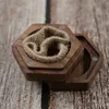 Zwarte walnoot hout ring dozen bruiloft valentijnsdag geschenk wrap diy lege snijwerk handgemaakte sieraden doos creatieve ketting oorbellen opslag