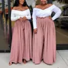 Pantalon de jambe large plus grande taille surdimensionnée 4XL 5XL 5XL Taille rose rose Longueur Nouveau Style d'été 2021 African grand pantalon Q0802