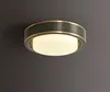 Simple post-moderne rétro cuivre lumières plafonnier rond chambre chambre balcon allée porche