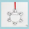 Festive Party Supplies Home Garden Sublimation Christmas Ornaments Round Square Snow Shape Decorations Mdf Transfer Printing Blank Coa