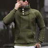 Men's Hoodies Men's & Sweatshirts Male Solid Button Turtleneck Warm Sweatshirt Casual Long Sleeve Drawstring Men Tops Autumn Winter