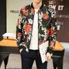 Mäns Jackor Män Blommor Print Bomull Twill Höst Casual Bomber Jacka Vårfickor Slim Fit Jaqueta Masculina Coats