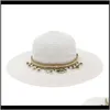 Wide Caps Hats, Scarves & Gloves Fashion Aessoriesst Spring Summer Solid Big Brim With Chain Band Sun Hat Elegant Fascinator Outdoor Party Be
