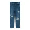 IEFB Summer Holed Jeans Mäns Koreanska Fashion Straight Loose Ankel-Length Pants Fashion Casual Trend Streetwaer Denim Trousers 210524