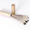 Partihandel 5PCS / Set Makeup Brushes Set Powder Blush Foundation Make Up Tools Kit Beauty Tool med Gold Tube