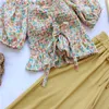 Pantalones Niñas Ropa Conjunto Bebé Moda Verano 2pcs Casual Floral Outfit para 2-8ys Kids Holiday Wear G220310