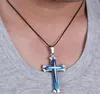 Knight Cross Pendent Necklace Stainless Steel Chain Silver Gold Black Color Jewelry Necklaces For Men Women