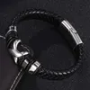 Trendy Style Leather Bracelet Men Black Braided Bracelets Male Jewelry Party Gift Stainless Steel Magnetic Clasp Bangles BB0963 Ch283t