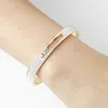 Pulsera de lujo de acero inoxidable con cristal de circonia cúbica para mujer, brazalete deslizante de diamantes de imitación para mujer, banda para fiesta de boda, pulsera, regalo de joyería Q0717