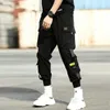 Streetwear Hip Hop Black Harem Book Mężczyźni Elastyczna Talia Punk Broek Z Linten Casual Slim Jogger Broek Mężczyźni Hip Hop Spodnie X0723