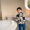 Spring fashion panda printing long sleeve shirts for boys and girls 2021 casual Brother and sister clothes Tops 210331