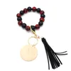 Partihandel Utländsk handel Beaded Träpärla Keychain Fashion Personality Disc Tassel Armband Key Ring Multi-Color Valfritt