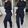 Autumn Winter 2 Piece Set Tracksuit Women clothes Sportwear Fleece Pullover Sweatshirts Trousers Jogger Pants Warm Outfits Y0625