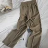 Pantaloni da abito tinta unita a vita alta dal petto alla moda pantaloni casual coreani sottili da donna causali da donna dritta a nove punti 210420